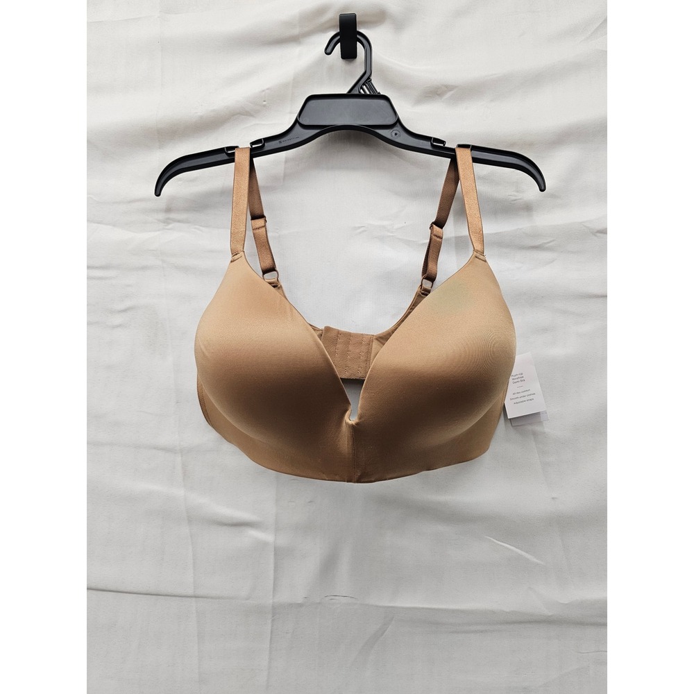 Auden Womens Push Up Wirefree Bra Brown Nylon Blend Casual Size 38DD